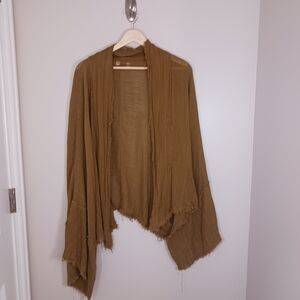 Free People Boho Lagenlook Oversized Frayed Open Cardigan Size XS/S